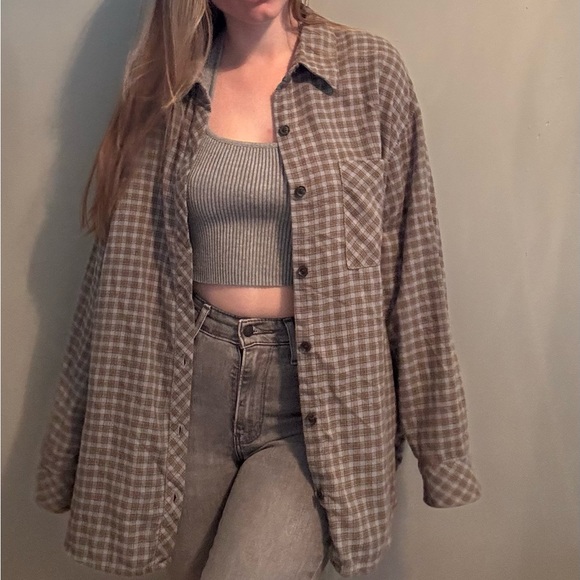 Wild Fable Grey & Brown Flannel - Picture 2 of 3